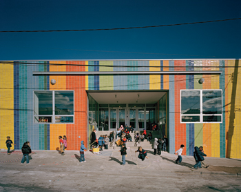 The Bronx Charter School for the Arts incorporates glazed-brick in nine VCT colors on the street front. The open-plan arts studios also have prime access to natural light.