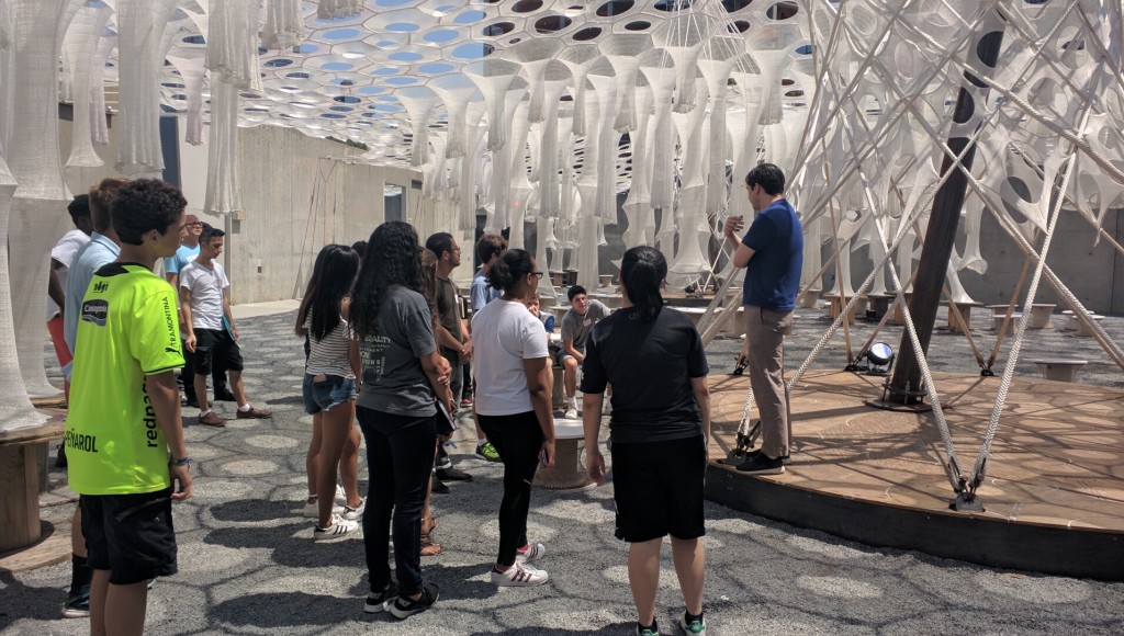 Our high school Nomadic Architecture class visiting the Young Architects Project at MoMA PS1. Credit: Center for Architecture