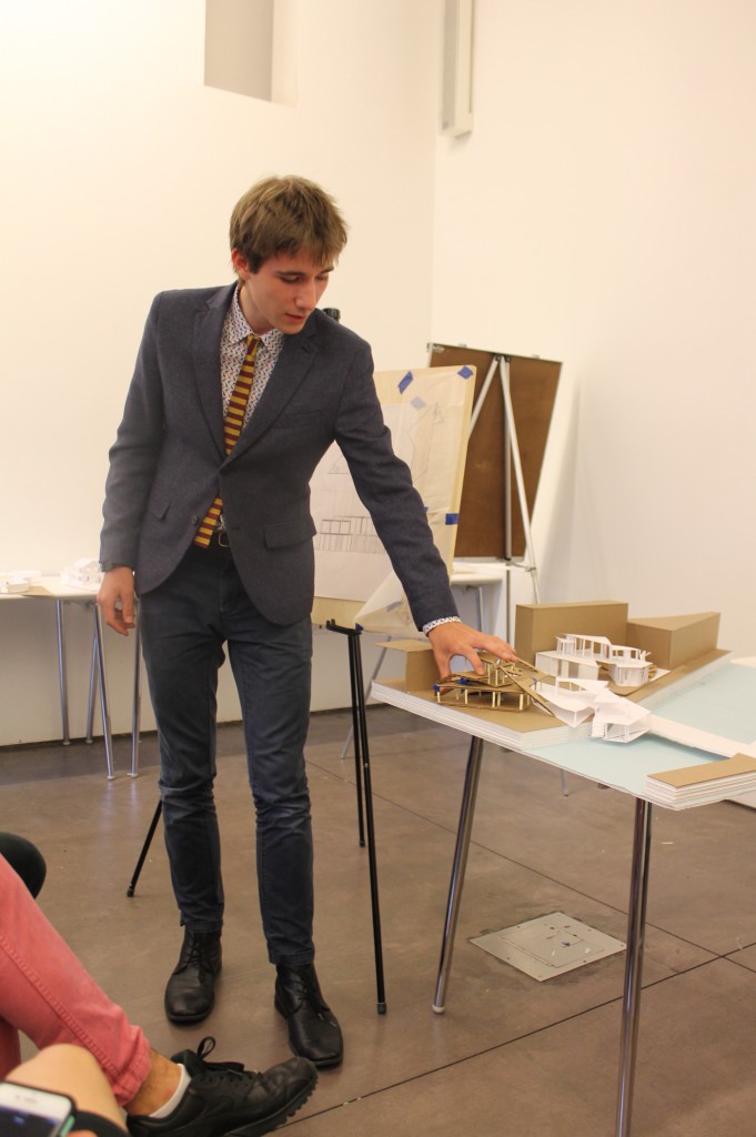 Oscar presents his final critique for our two-week high school Architecture Design Studio. Credit: Center for Architecture.